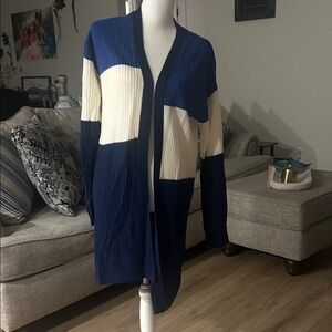 Chic Color Block Open Front Cardigan